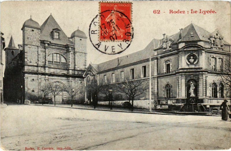 Carte postale ancienne Rodez - Le Lycee à Rodez