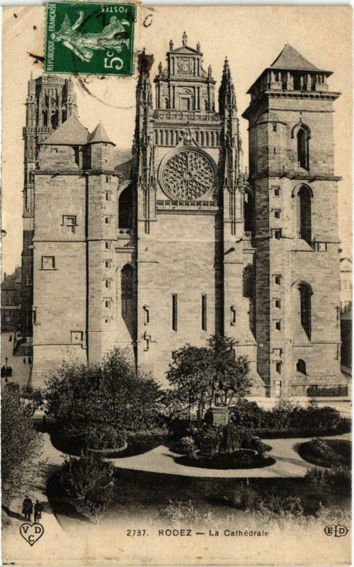 Carte postale ancienne Rodez - La Cathédrale à Rodez