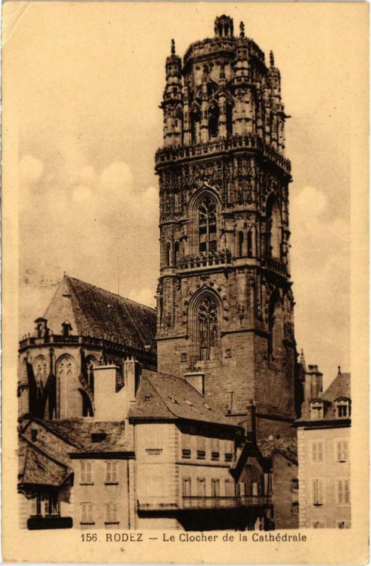 Carte postale ancienne Rodez - Le CLocher de la Cathédrale à Rodez