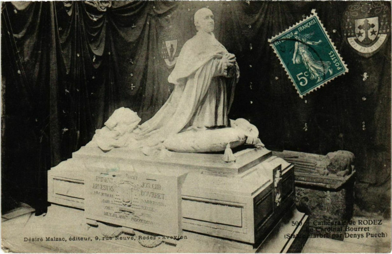 Carte postale ancienne Cathédrale Rodez - Le Cardinal Bourret à Rodez