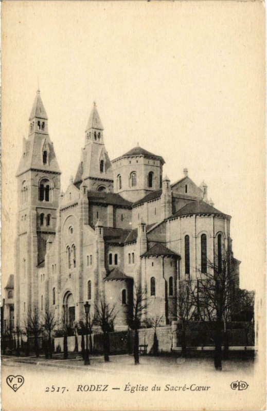 Carte postale ancienne Rodez - Eglise du Sacre-Coeur à Rodez