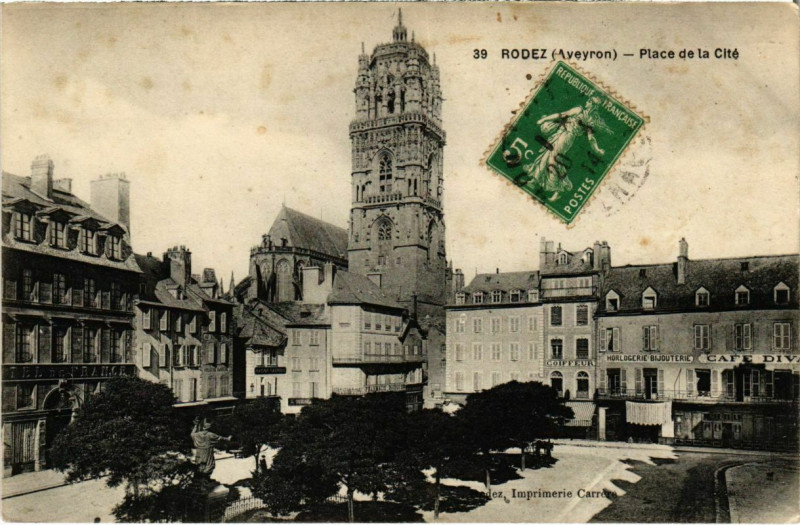 Carte postale ancienne Rodez - Place de la Cite à Rodez