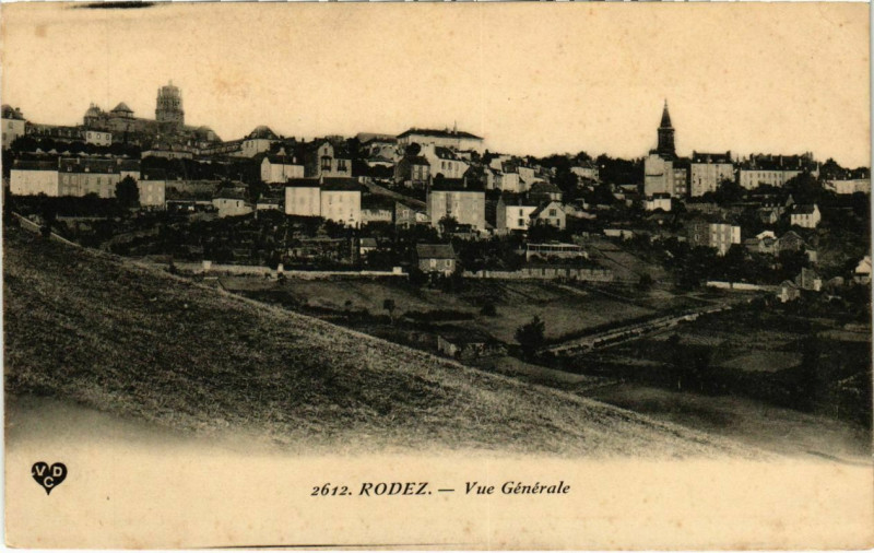 Carte postale ancienne Rodez - Vue générale à Rodez