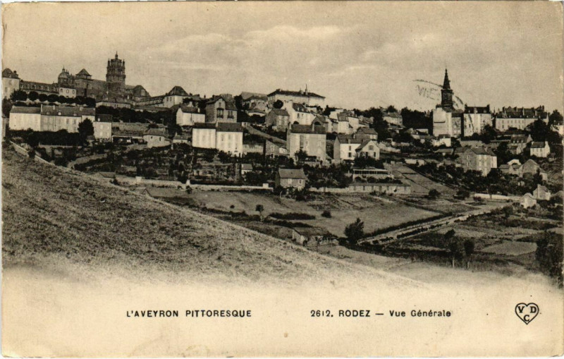 Carte postale ancienne Rodez - Vue générale à Rodez