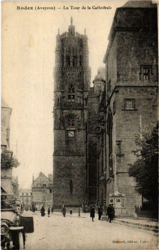 Carte postale ancienne Rodez - La Tour de la Cathédrale à Rodez