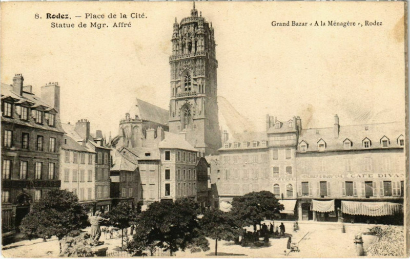 Carte postale ancienne Rodez - Place de la Cite à Rodez