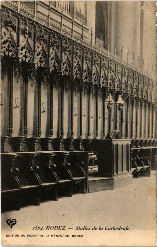 Carte postale ancienne Rodez - Stalles de la Cathédrale à Rodez