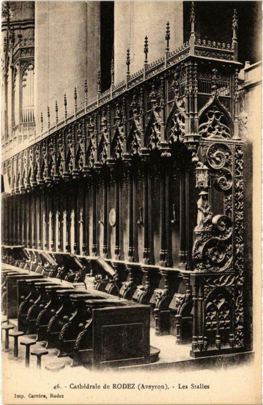 Carte postale ancienne Cathédrale de Rodez - Les Stalles à Rodez