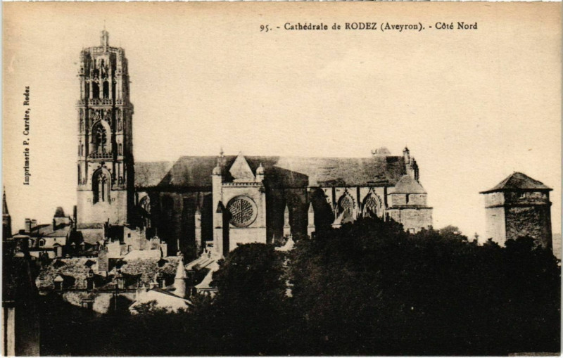 Carte postale ancienne Cathédral de Rodez - Cote Nord à Rodez