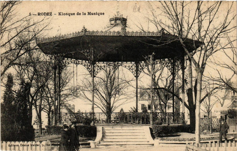 Carte postale ancienne Rodez - Kiosque de la Musique à Rodez