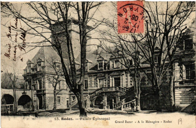 Carte postale ancienne Rodez - Palais Episcopal à Rodez
