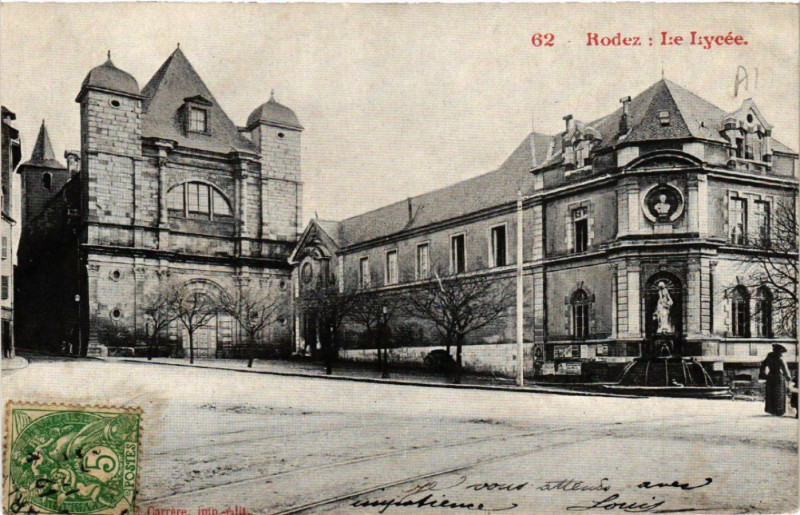 Carte postale ancienne Rodez - Le Lycee à Rodez