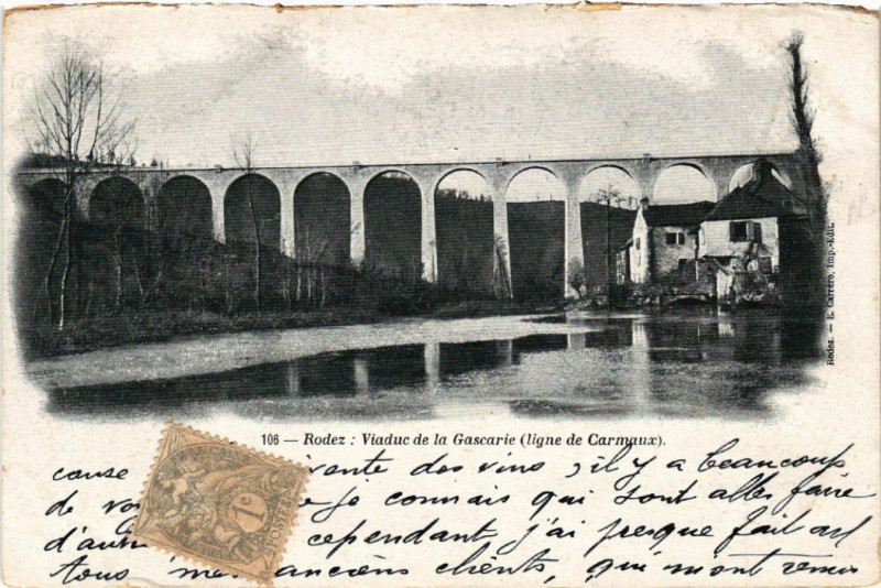 Carte postale ancienne Rodez - Viaduc de la Gascarie à Rodez