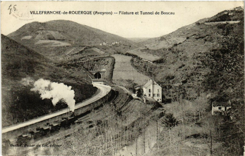 Carte postale ancienne Villefranche-de-Rouergue - Filature et Tunnel de Boscau à Villefranche-de-Rouergue