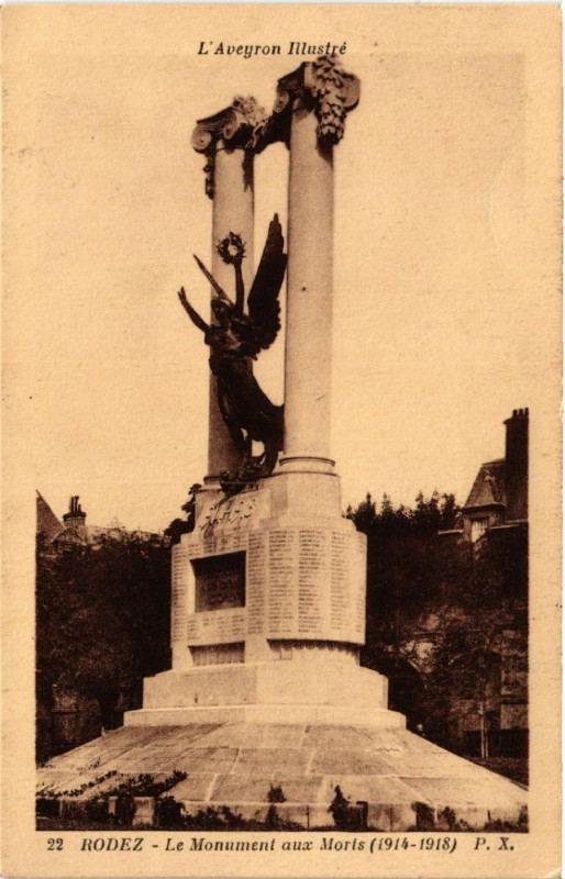 Carte postale ancienne Rodez - Le Monument aux Morts à Rodez