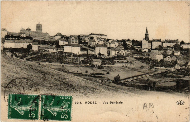 Carte postale ancienne Rodez - Vue générale à Rodez