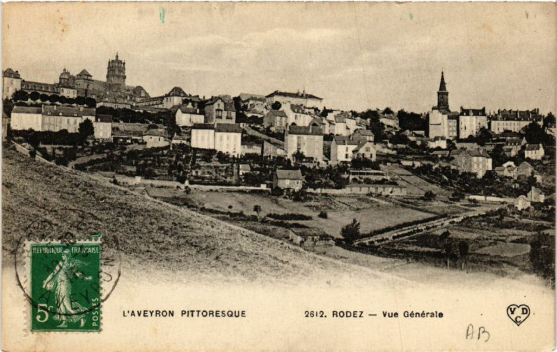 Carte postale ancienne Rodez - Vue générale à Rodez