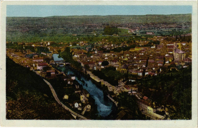 Carte postale ancienne Villefranche-de-Rouergue - Vue générale prise du Calvaire à Villefranche-de-Rouergue