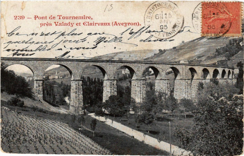 Carte postale ancienne Pont de Tournemire pres Valady et Clairvaux à Tournemire