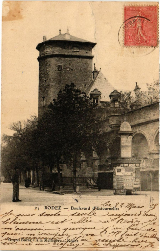 Carte postale ancienne Rodez - Boulevard d'Estournelles à Rodez