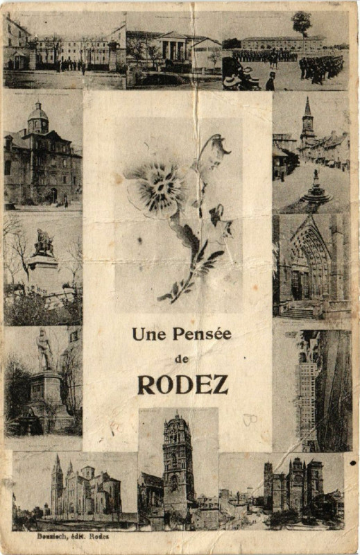 Carte postale ancienne Une Pensee de Rodez à Rodez
