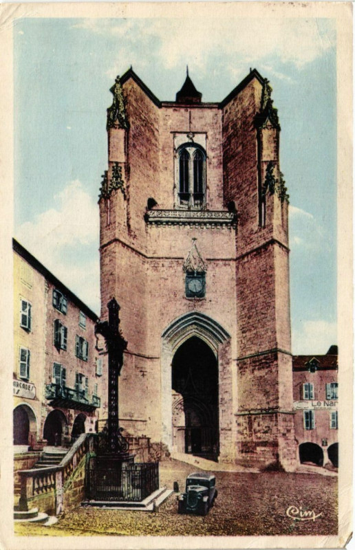 Carte postale ancienne Villefranche-de-Rouergue - La Collegiale à Villefranche-de-Rouergue