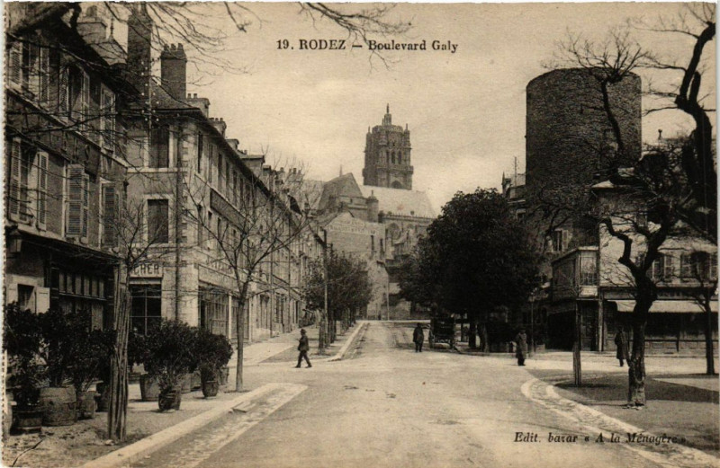 Carte postale ancienne Rodez - Boulevard Galy à Rodez