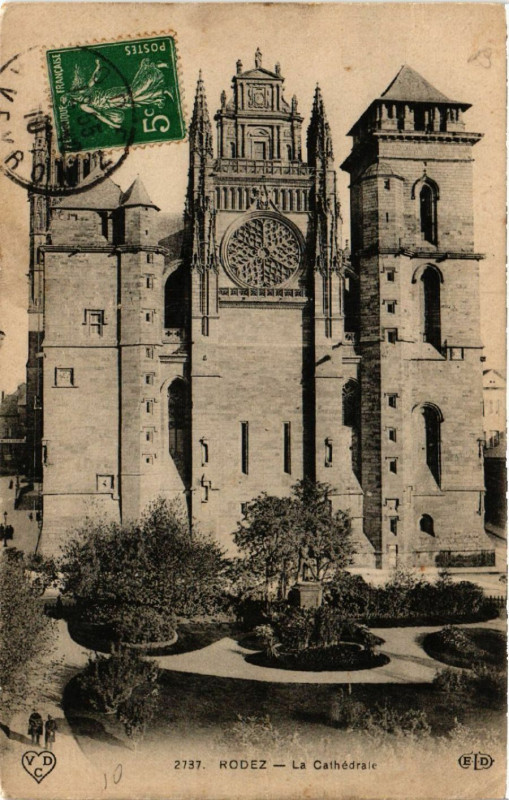 Carte postale ancienne Rodez - La Cathédrale à Rodez