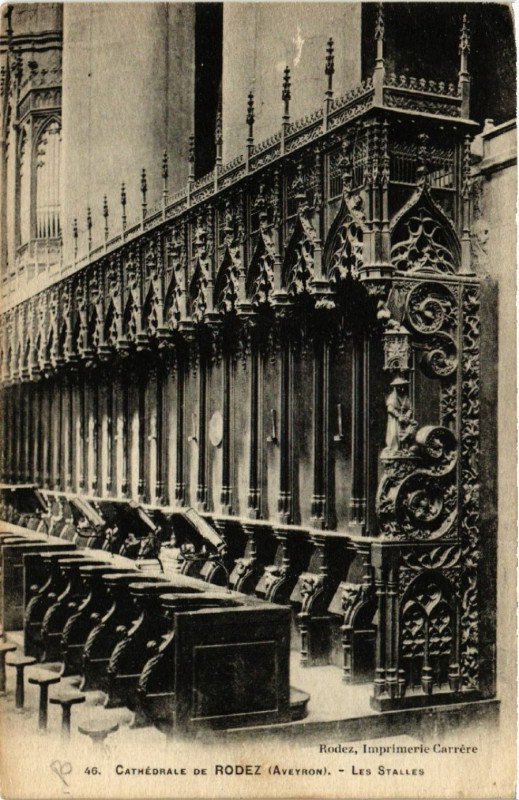 Carte postale ancienne Cathédrale de Rodez - Les Stalles à Rodez
