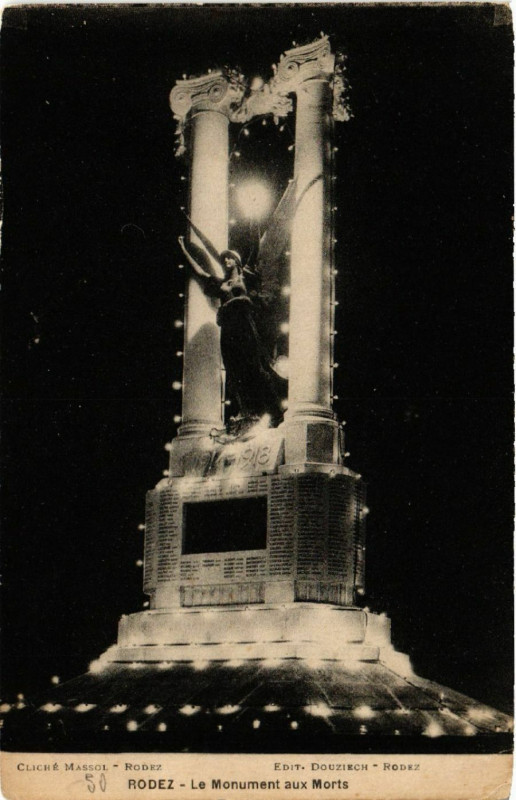 Carte postale ancienne Rodez - Le Monument aux Morts à Rodez