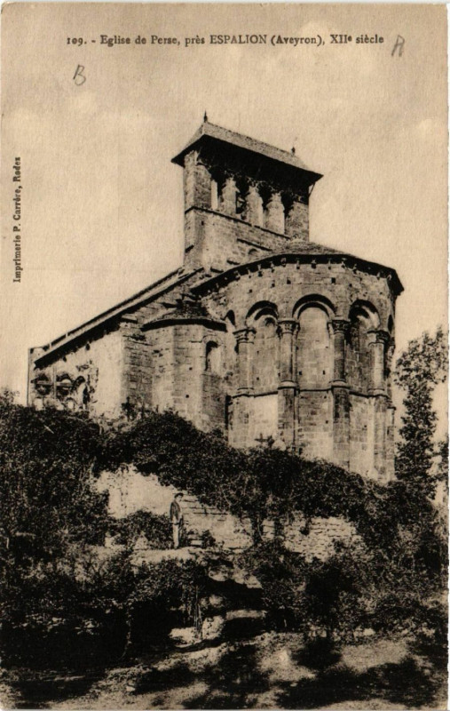Carte postale ancienne Eglise de Perse pres Espalion à Espalion