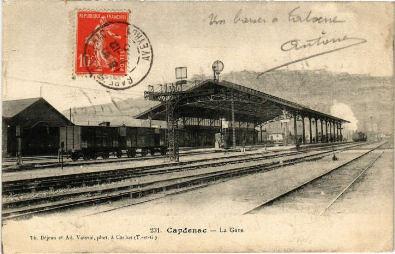 Carte postale ancienne Capdenac - La Gare