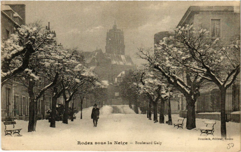 Carte postale ancienne Rodez sous la Neige - Boulevard Galy à Rodez