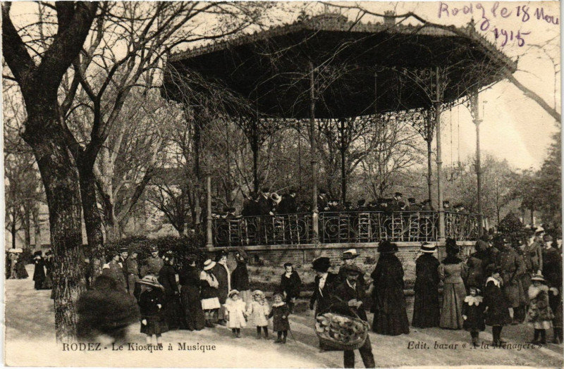 Carte postale ancienne Rodez - Le Kiosque a Musique à Rodez