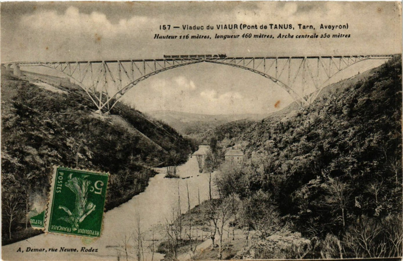Carte postale ancienne Viaduc du Viaur - Pont de Tanus