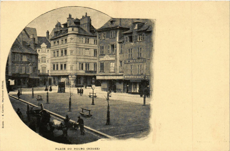 Carte postale ancienne Rodez - Place du Bourg à Rodez