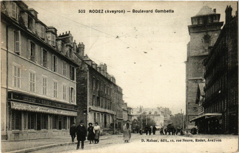 Carte postale ancienne Rodez - Boulevard Gambetta à Rodez