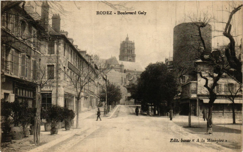 Carte postale ancienne Rodez - Boulevard Galy à Rodez
