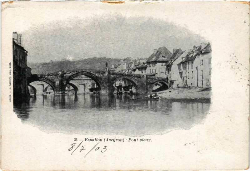 Carte postale ancienne Espalion - Pont vieux à Espalion