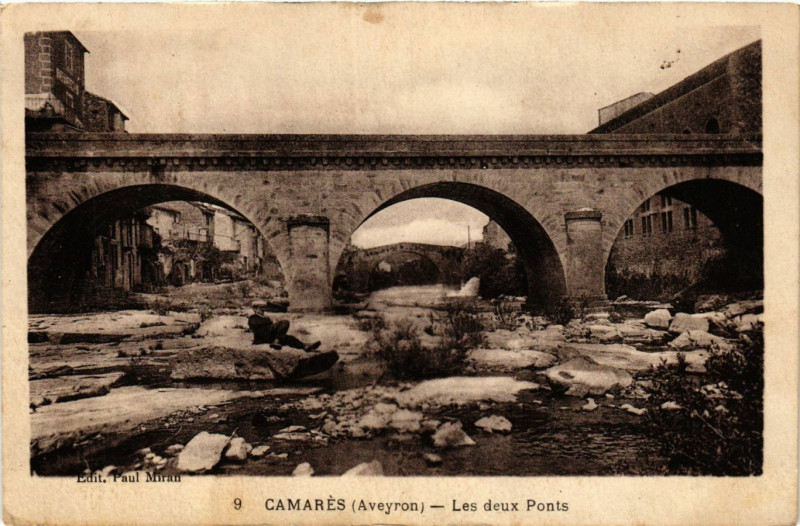 Carte postale ancienne Camares - Les deux Ponts à Camarès