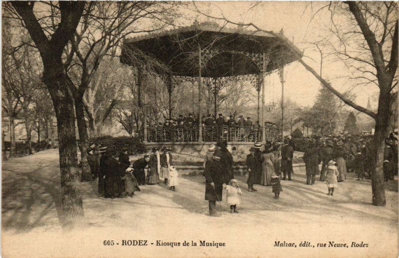 Carte postale ancienne Rodez - Kiosque de la Musique à Rodez