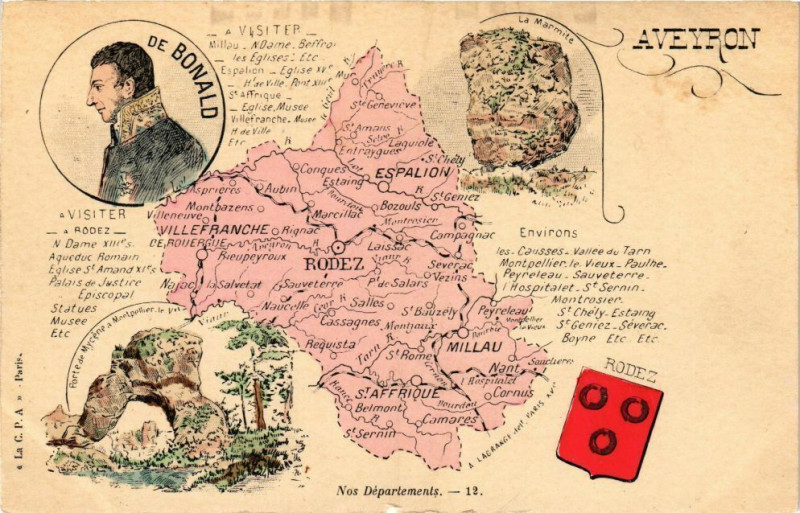 Carte postale ancienne Aveyron-Nos Départements