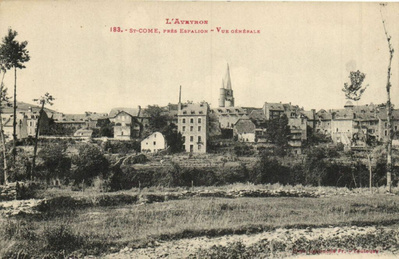 Carte postale ancienne Saint-Come prés Espalion - Vue générale à Espalion