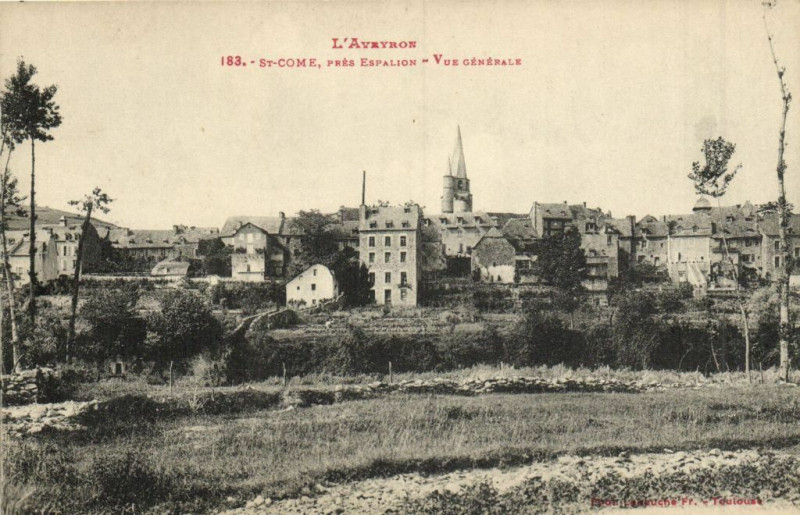 Carte postale ancienne Saint-Come prés Espalion - Vue générale à Espalion