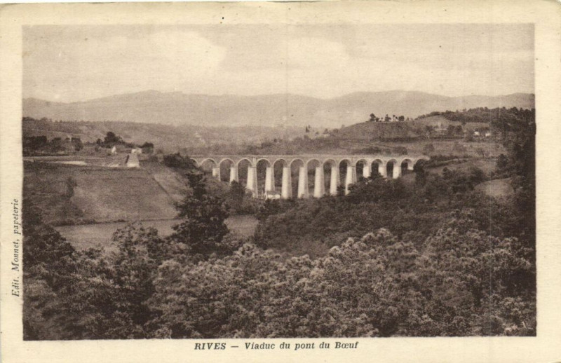 Carte postale ancienne Rives - Viaduc du pont du Boeuf
