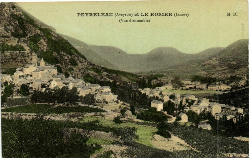 Carte postale ancienne Peyreleau et Le Rozier à Peyreleau