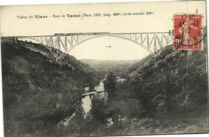 Carte postale ancienne Viaduc du Viaur - Pont de Tanus
