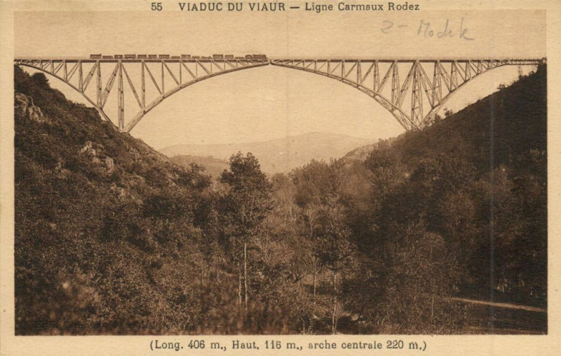 Carte postale ancienne Viaduc du Viaur - Ligne Carmaux Rodez à Rodez