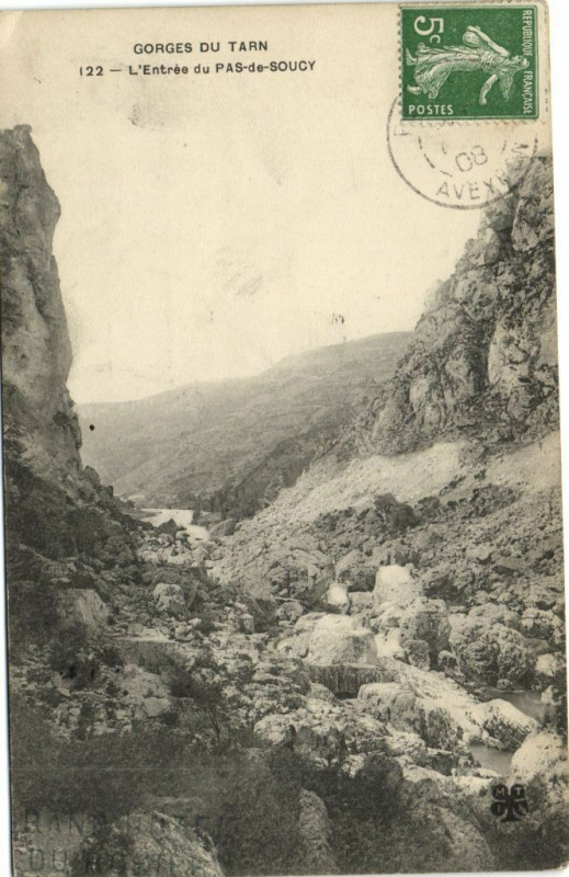 Carte postale ancienne Gorges du Tarn - L'Entrée du Pas-de-Soucy