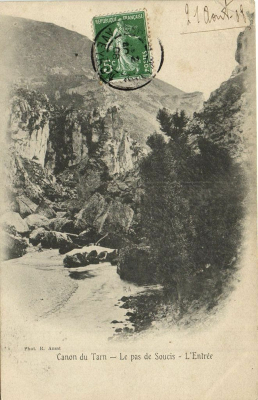 Carte postale ancienne Canon du Tarn - Le Pas de Soucis - L'Entrée